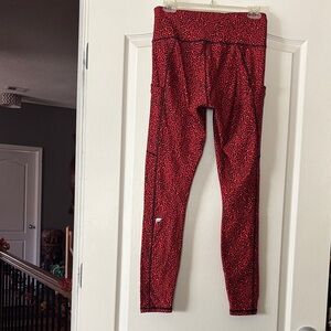 Fabletics Red and Black Speckled Leggings